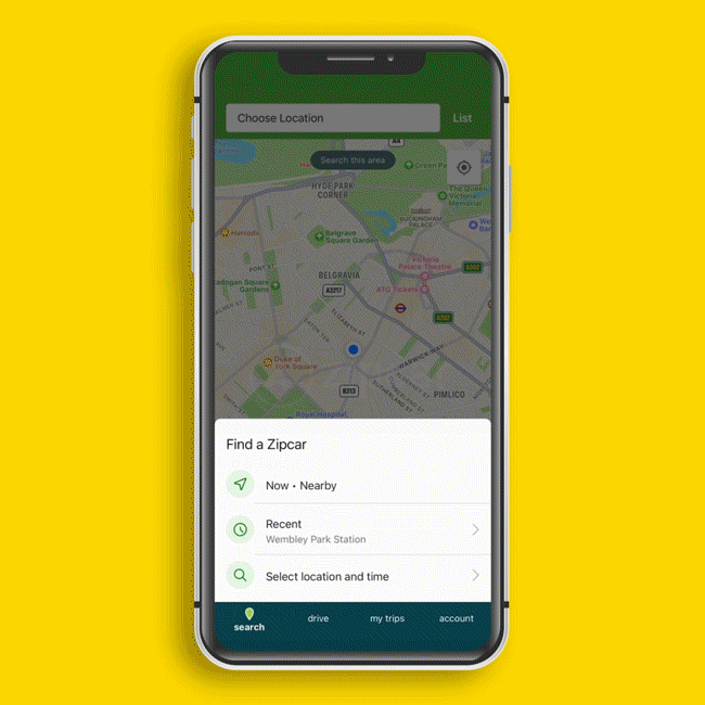 Zipcar car rental app