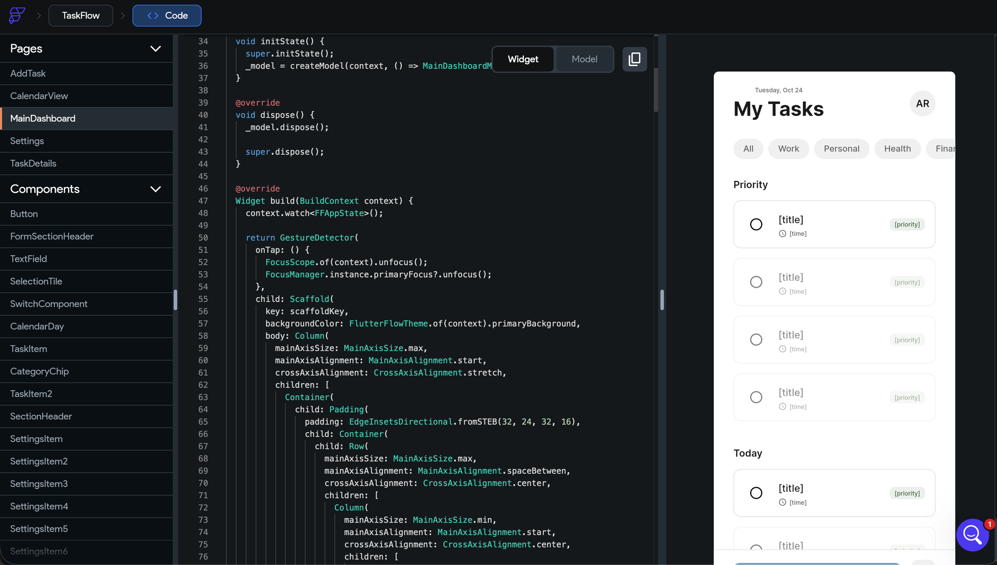 In FlutterFlow, business logic is often scattered across buttons, actions, and screen configurations.