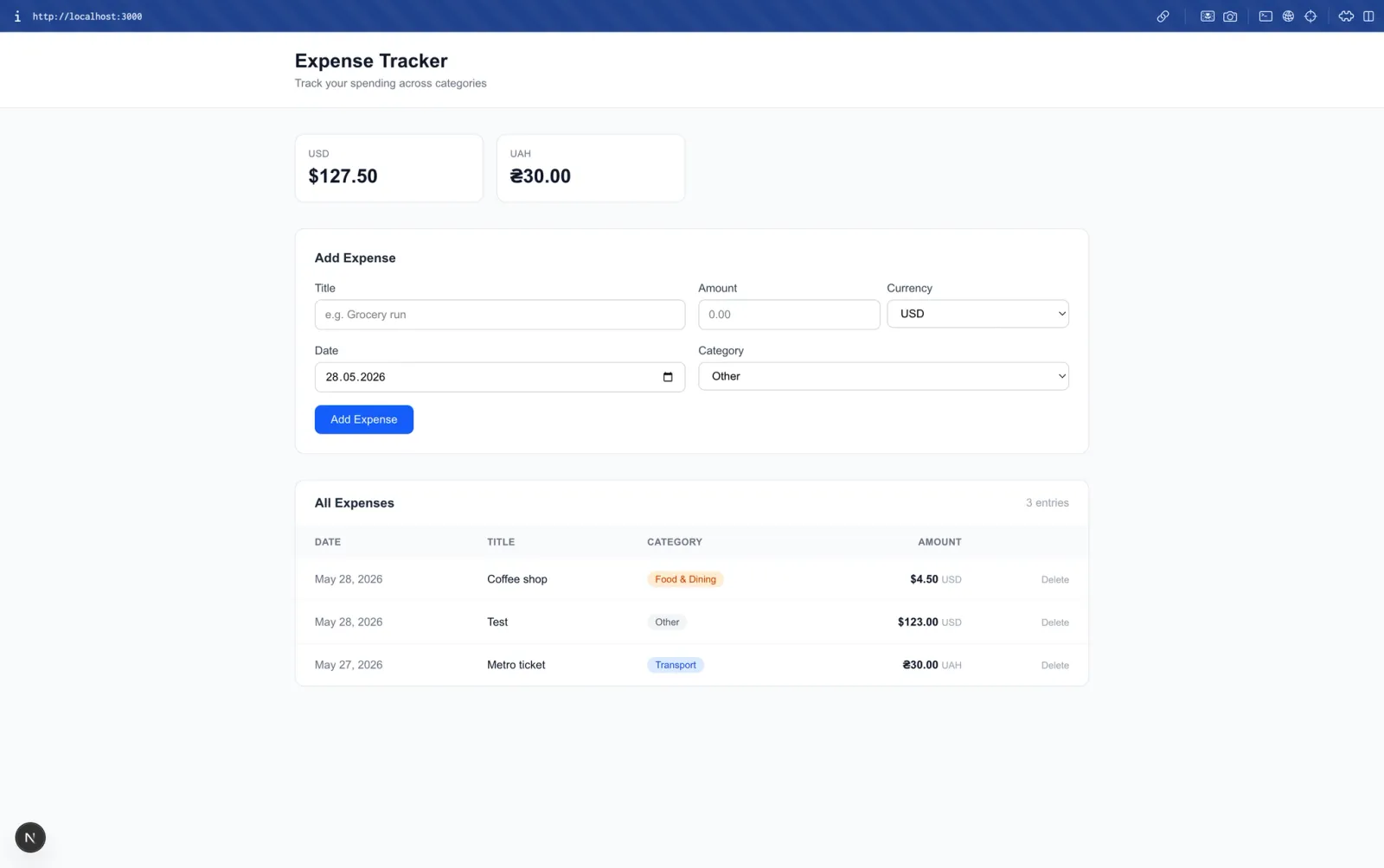 Expense tracker project with Claude Code